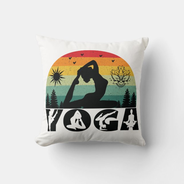 Yoga - Peace, Love & Light  Throw Pillow (Front)