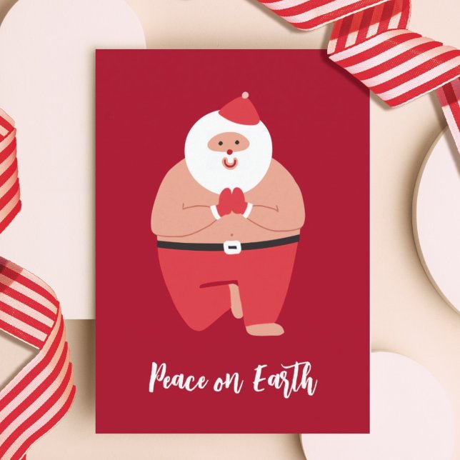 Yoga Peace on Earth Santa Holiday Card (Creator Uploaded)