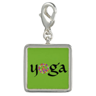 Yoga Peace Sign Floral Charm