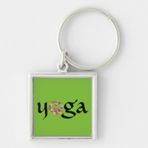 Yoga Peace Sign Floral Keychain