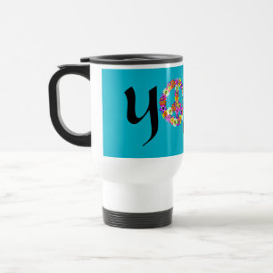 Yoga Peace Sign Floral Travel Mug