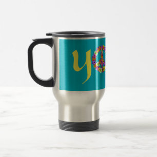 Yoga Peace Sign Floral Travel Mug