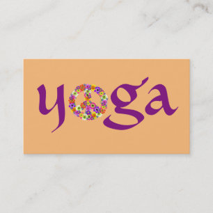 Yoga Peace Sign for Yoga Instructor Purple & Peach Business Card