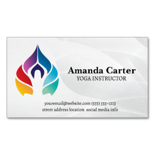 Yoga Pose Colours Magnetic Business Card
