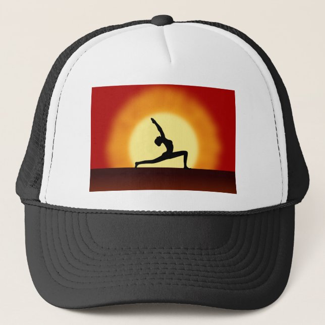 Yoga Pose Femme Pose Silhouette Sunrise Casquettes (Devant)