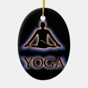 Yoga pose glowing in dark- Cow face gomukhasana Ceramic Ornament