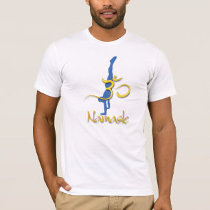 Yoga Pose handstand, om namaste t shirts