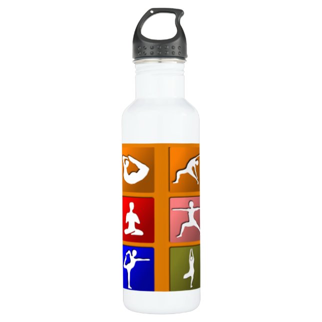 Yoga Pose Icons 710 Ml Water Bottle (Front)