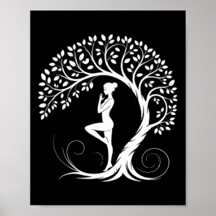 Yoga Pose Meditation Namaste Buddhism Tree Poster