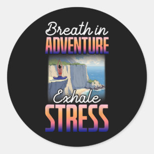 Yoga Pose Namaste Breath In Adventure Exhale Stres Classic Round Sticker