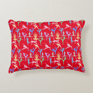 Yoga Pose Pastel Pattern 01.bx4 Red BG Accent Pillow