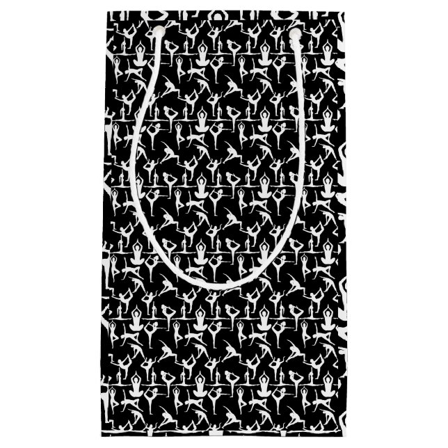 Yoga pose pattern 01.bx4.Black BG Small Gift Bag (Front)