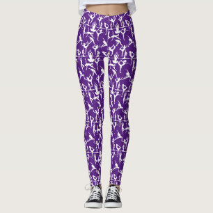 Yoga pose pattern 01.bx4.Purple BG Leggings