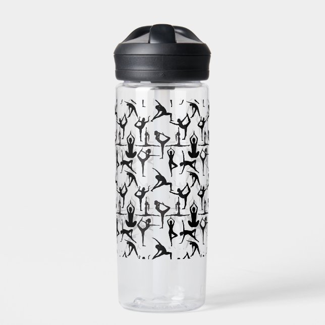 Yoga pose pattern 01.w BG Water Bottle (Front)