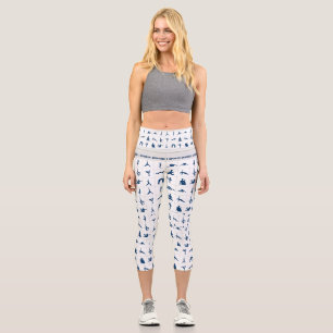 Yoga Pose Pattern Women’s High Waist Workout Capri Leggings