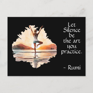 Yoga Pose & Rumi Silence Quote Postcard