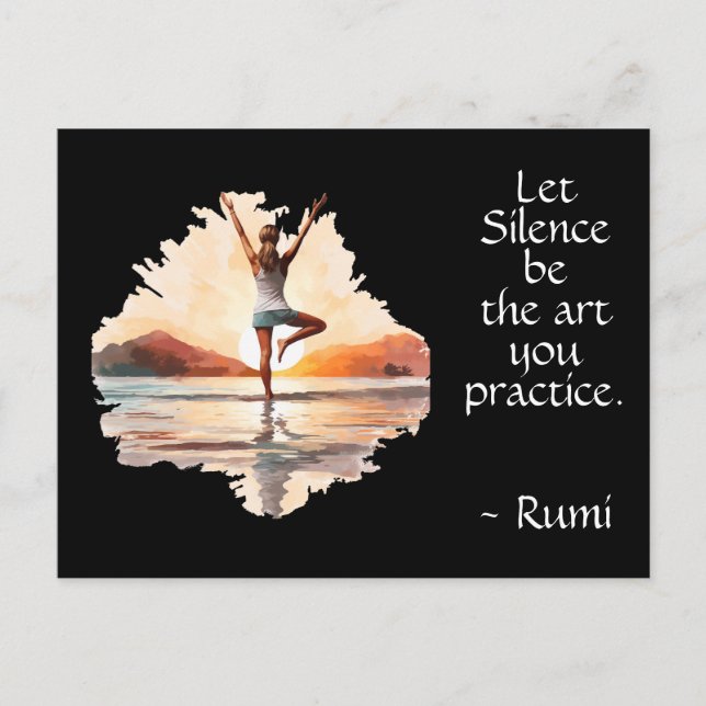 Yoga Pose & Rumi Silence Quote Postcard (Front)