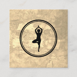 Yoga Pose Sepia Texture Square Business Card