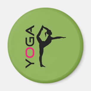 Yoga Pose Silhouette on Green Background Magnet