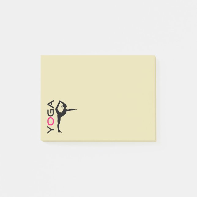 Yoga Pose Silhouette on Tan Background Post-it Notes (Front)