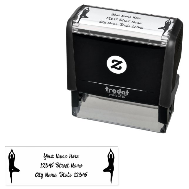 Yoga pose silhouette self-inking address stamp (In Situ)