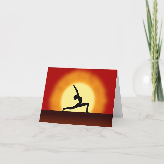 Yoga Pose Silhouette Sunrise Note Cards (Front)
