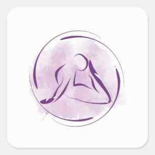 Yoga pose square sticker