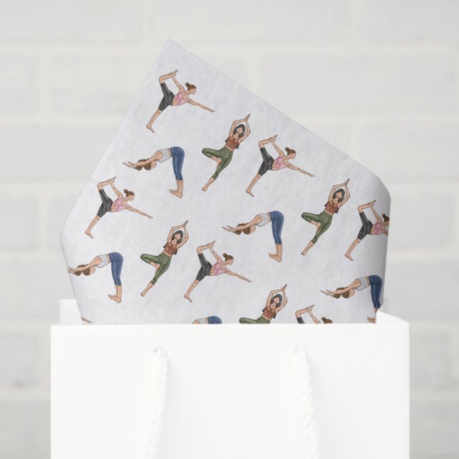 Yoga Pose Women Workout Wellness Pattern Tissue Paper (Gift Bag)
