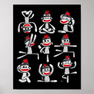 Yoga Pose Womens Asana Sock Monkey Cute Wellness Poster