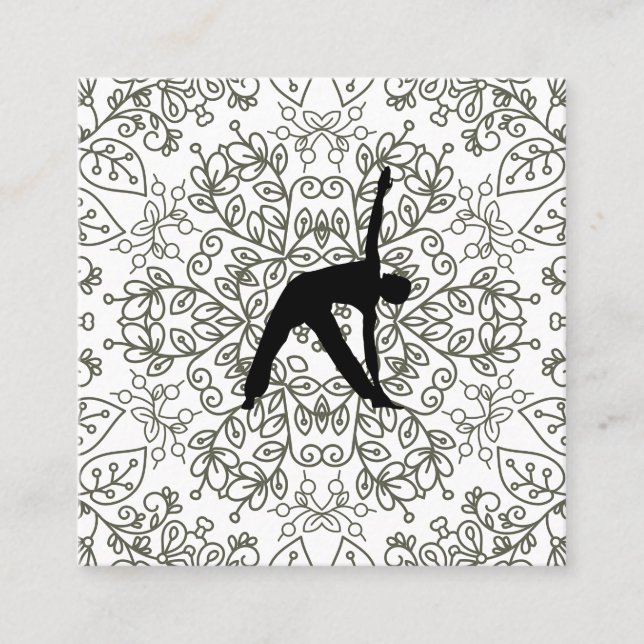Yoga Pose | Yoga Instructor Square Business Card (Front)