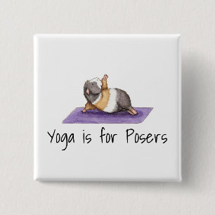 Yoga Posers Funny Guinea Pig 2 Inch Square Button