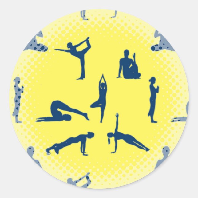 Yoga Poses Classic Round Sticker (Front)