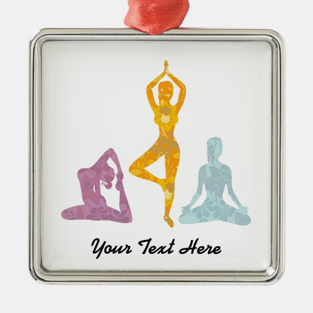 Yoga Poses (customizable) Metal Ornament (Front)