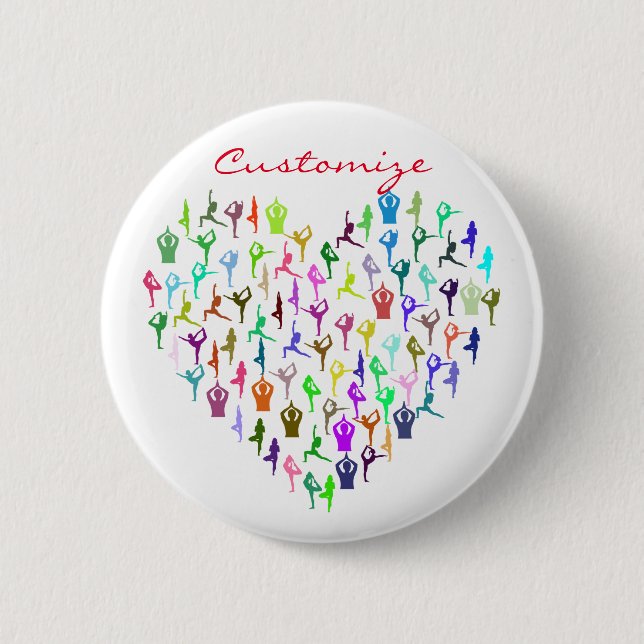 Yoga Poses Heart Thunder_Cove 2 Inch Round Button (Front)