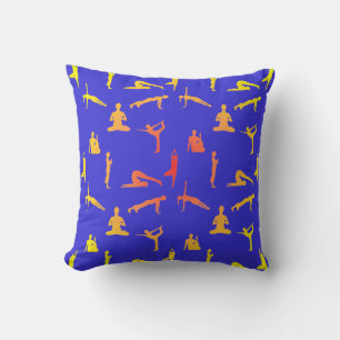 Yoga Poses In Gradient Colours Throw Pillow