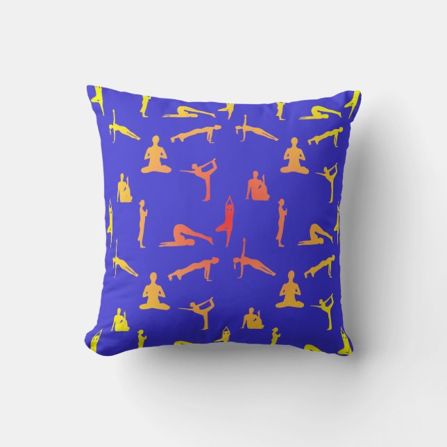 Yoga Poses In Gradient Colours Throw Pillow (Front)