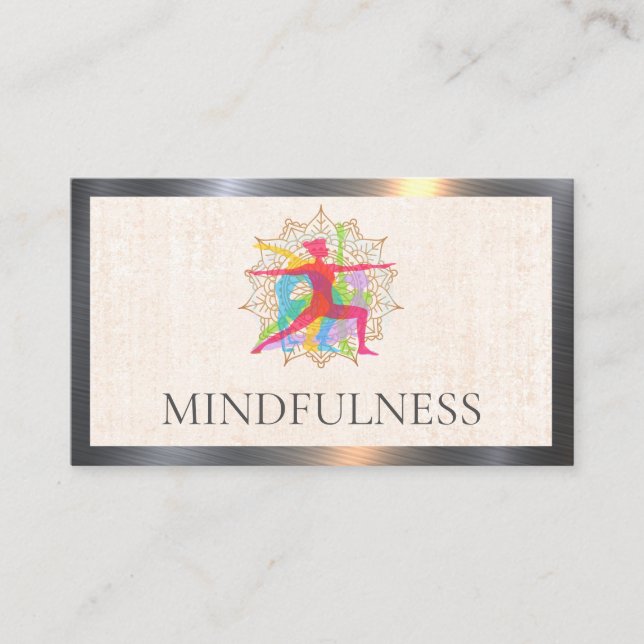 Yoga Poses | Mandala Pattern  Business Card (Front)