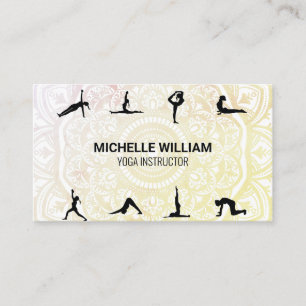 Yoga Poses Mandala Pattern Business Card