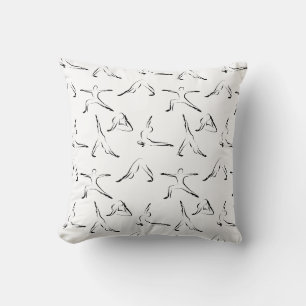Yoga poses pattern throw pillow