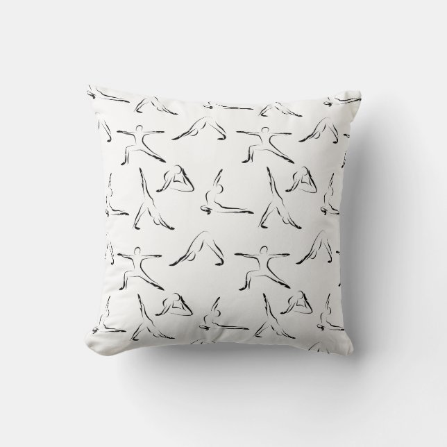 Yoga poses pattern throw pillow (Front)