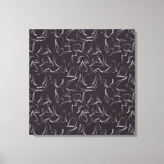 Yoga poses pattern | Yoga seamless pattern 15 Canvas Print (Front)