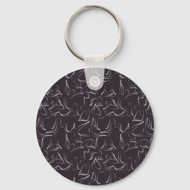 Yoga poses pattern | Yoga seamless pattern 15 Keychain (Front)