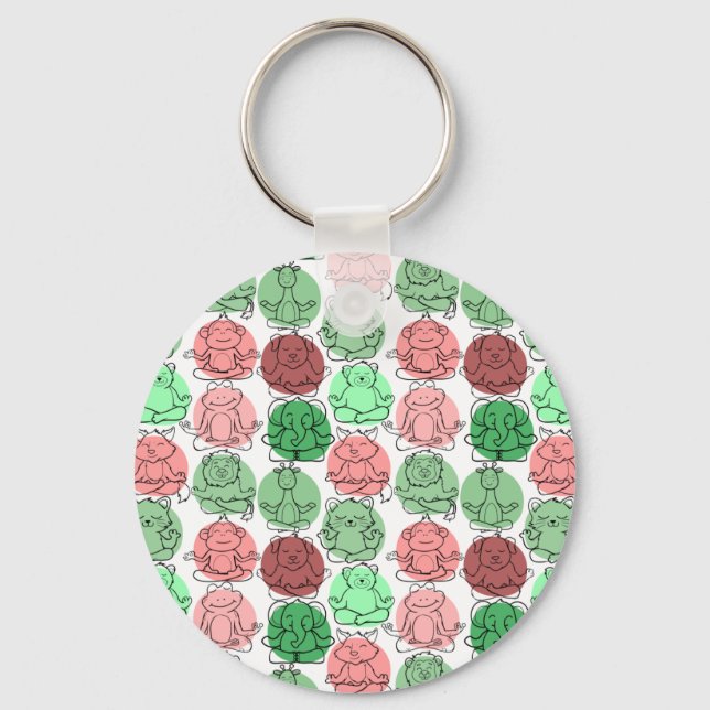 Yoga poses pattern | Yoga seamless pattern 18 Keychain (Front)
