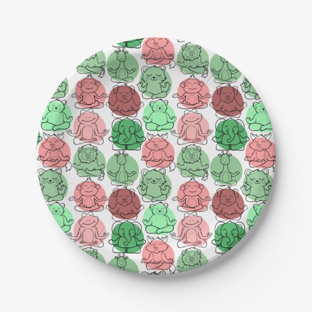 Yoga poses pattern | Yoga seamless pattern 18 Paper Plate (Front)
