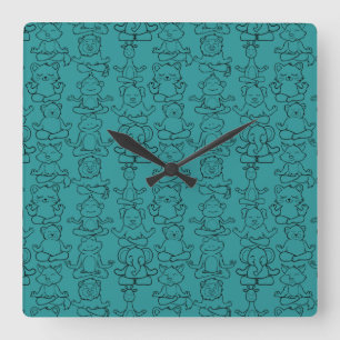 Yoga poses pattern   Yoga seamless pattern 21 Square Wall Clock