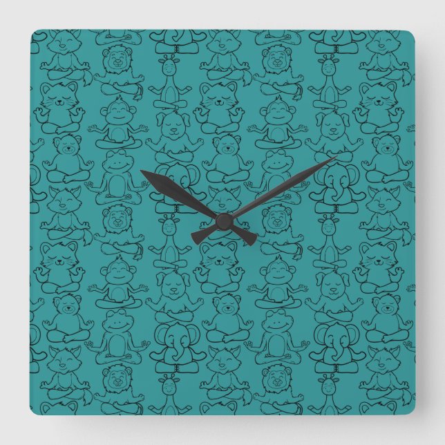 Yoga poses pattern | Yoga seamless pattern 21 Square Wall Clock (Front)
