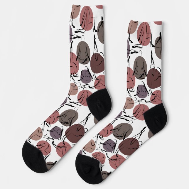 Yoga poses pattern | Yoga seamless pattern 22 Bath Socks (Left)