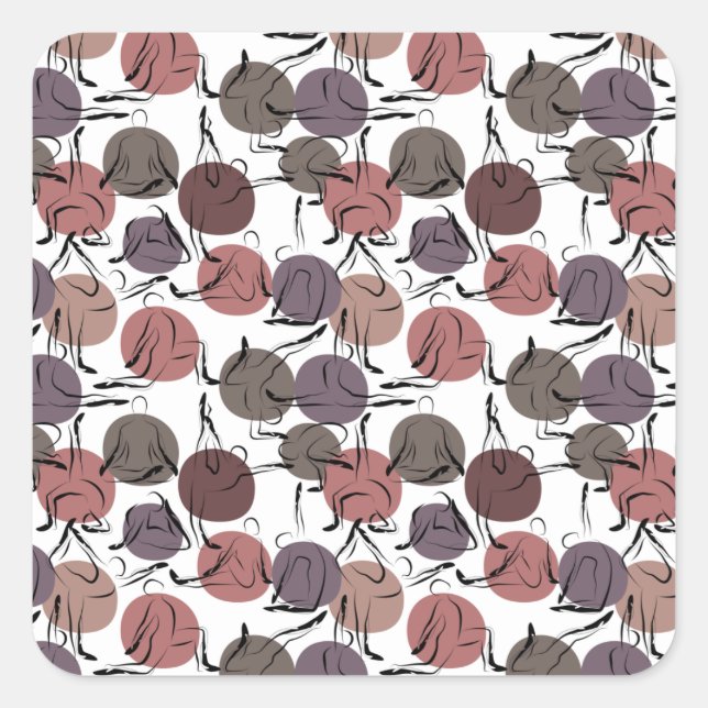 Yoga poses pattern | Yoga seamless pattern 22 Square Sticker (Front)