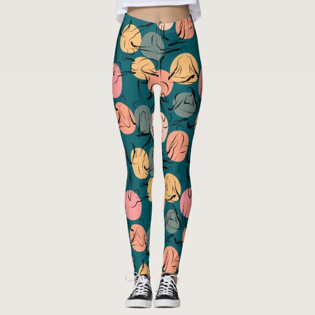 Yoga poses pattern | Yoga seamless pattern 23 Leggings (Front)