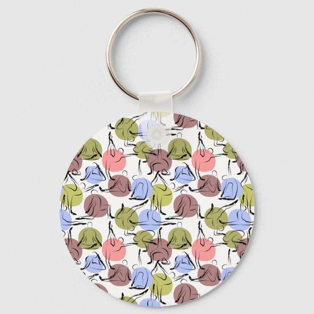 Yoga poses pattern | Yoga seamless pattern 25 Keychain (Front)